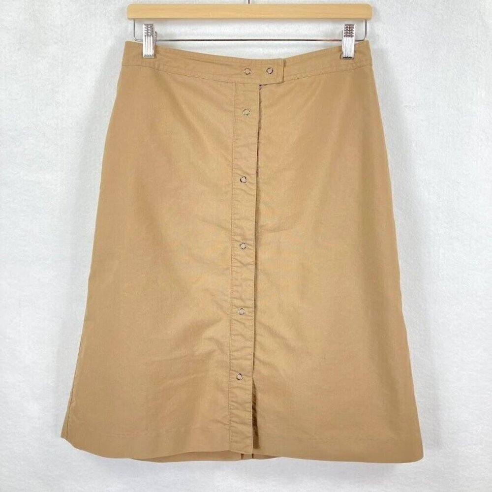Gap Front Button Lightweight Skirt Cotton Minimalist Classic Prep Neutral 6